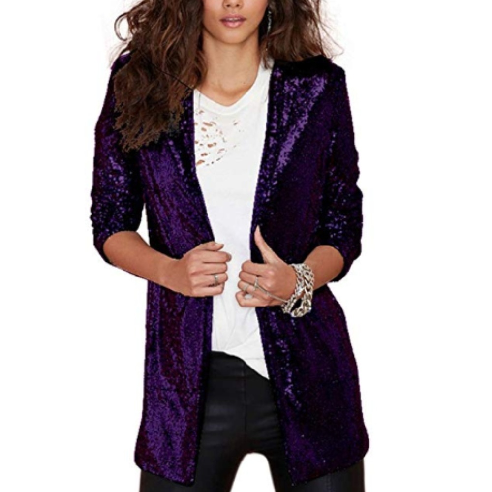 GLORIANA Gold Sequin Boyfriend Blazer